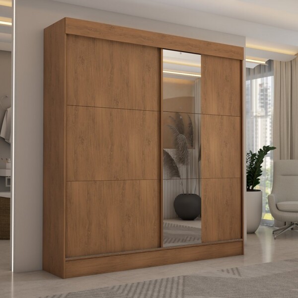 Guarda-roupa Casal Portugal 2 Portas De Correr Com Espelho 3