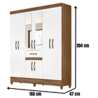 Guarda Roupa Casal Portugal Com Espelho 8 Portas Naturale Bra