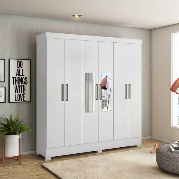 Guarda Roupa Casal Prático Com Espelho 6 Portas 3 Gavetas Bra