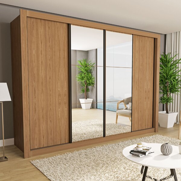 Guarda Roupa Casal Premium Firenze 279,3cm Com Espelho 4 Port
