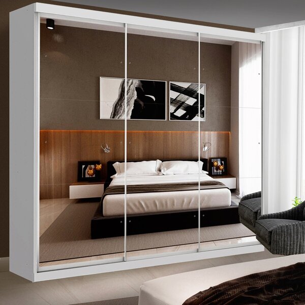 Guarda Roupa Casal Premium Ivy 205,9cm Com Espelho 3 Portas 4