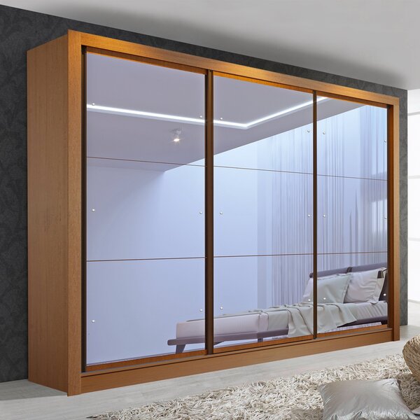 Guarda Roupa Casal Premium Lux 242cm Com Espelho 3 Portas 6 G