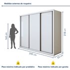 Guarda Roupa Casal Premium Nápoli 242cm 3 Portas 6 Gavetas Es