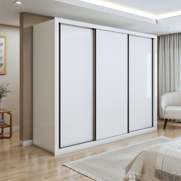 Guarda Roupa Casal Premium Nápoli 242cm 3 Portas 6 Gavetas Es