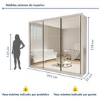 Guarda Roupa Casal Premium Ravena 242cm Com Espelho 3 Portas