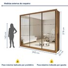 Guarda Roupa Casal Premium Ravena 242cm Com Espelho 3 Portas