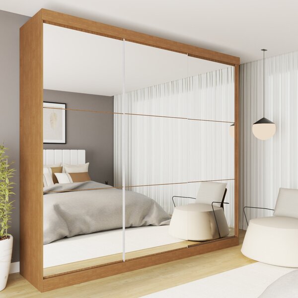 Guarda Roupa Casal Premium Rennes 205,9cm Com Espelho 3 Porta