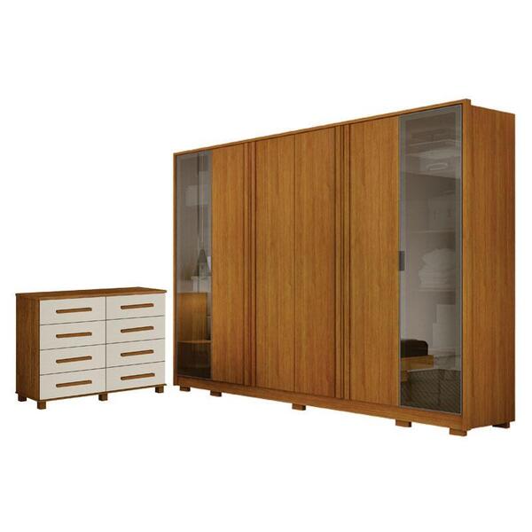 Guarda Roupa Casal Prime 6 Portas Com Cômoda San Marino 8...