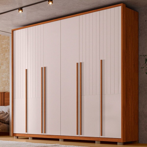 Guarda-roupa Casal Quintus 6 Portas 6 Gavetas Freijó/off Whit