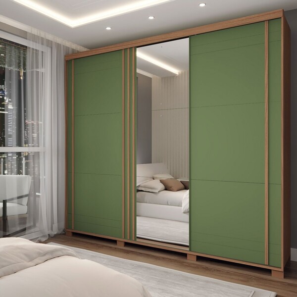 Guarda-roupa Casal Redentor 3 Portas 6 Gavetas Com Espelho Na