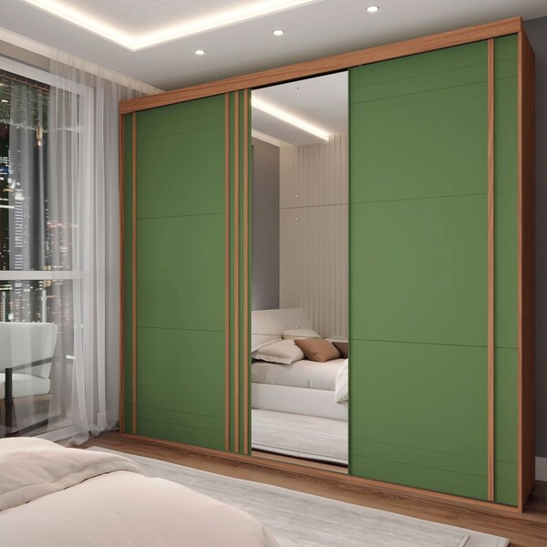 Guarda-roupa Casal Redentor Slim 3 Portas 6 Gavetas Com Espel