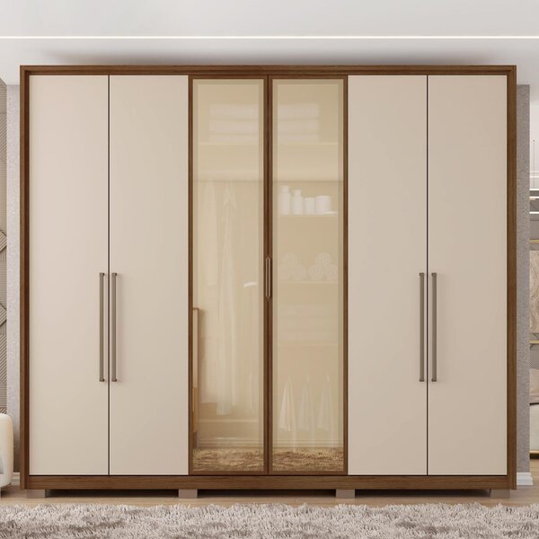 Guarda Roupa Casal Reflecta Com Puxador Em Alumínio 6 Portas