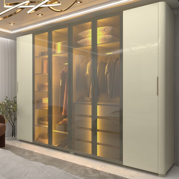 Guarda Roupa Casal Reflecta Led Innova Off White - Gelius