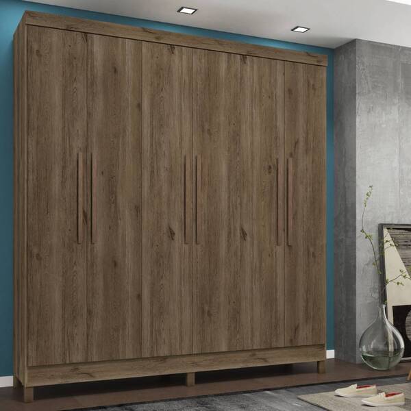 Guarda Roupa Casal Renata 6 Portas 3 Gavetas Ébano Tana Decor