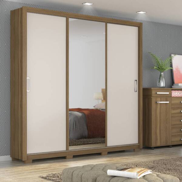 Guarda Roupa Casal Residence Com Pés 3 Portas 2 Gavetas Amend