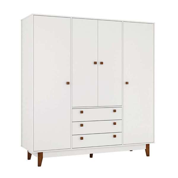 Guarda-roupa Casal Retrô 4 Pt 3 Gv Branco