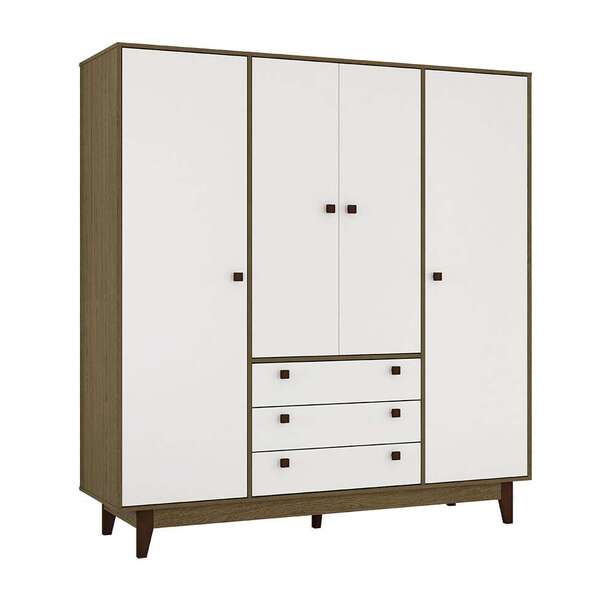 Guarda-roupa Casal Retrô 4 Pt 3 Gv Rústico E Branco