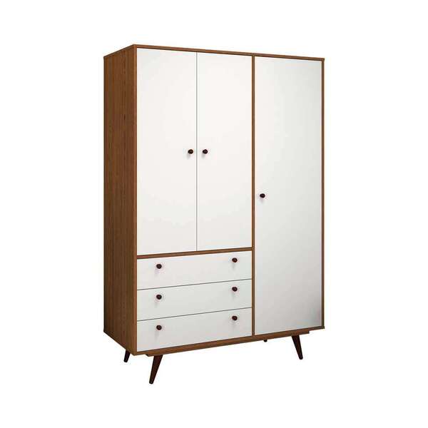 Guarda-roupa Casal Retrô Plus 3 Pt 3 Gv Rustik Carvalho E Bra