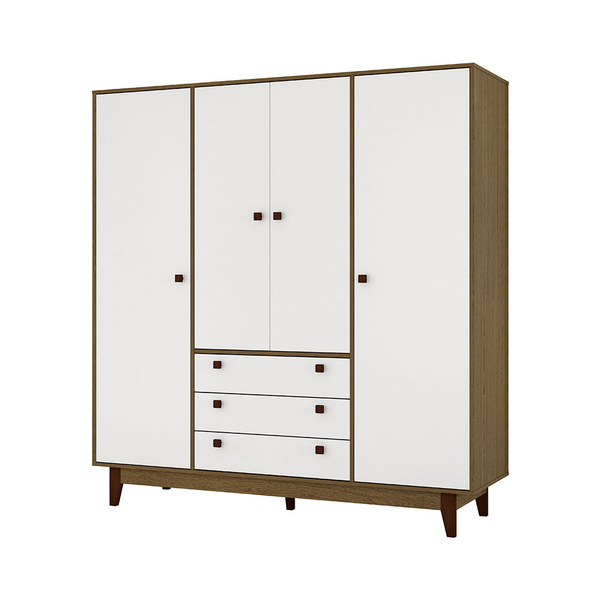 Guarda Roupa Casal Retrô Vintage 4 Portas Rustik Olivar