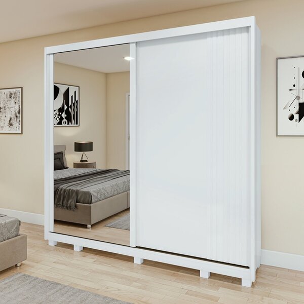 Guarda Roupa Casal Ripado 2 Portas 4 Gavetas Upper Glass Com