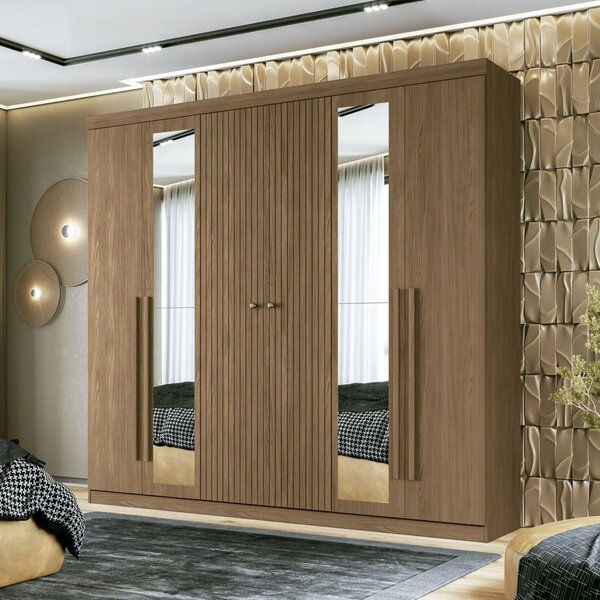 Guarda Roupa Casal Ripado 6 Portas 4 Gavetas Antony Com Espel