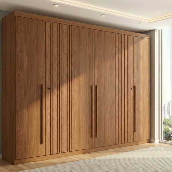 Guarda Roupa Casal Ripado 6 Portas 4 Gavetas Antony Jatobá