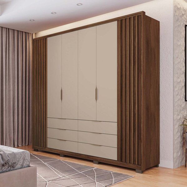 Guarda Roupa Casal Ripado 6 Portas 6 Gavetas Com Pé Suburban