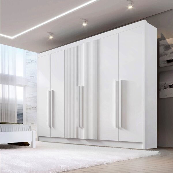 Guarda Roupa Casal Ripado 6 Portas 6 Gavetas E 1 Gaveta Com C