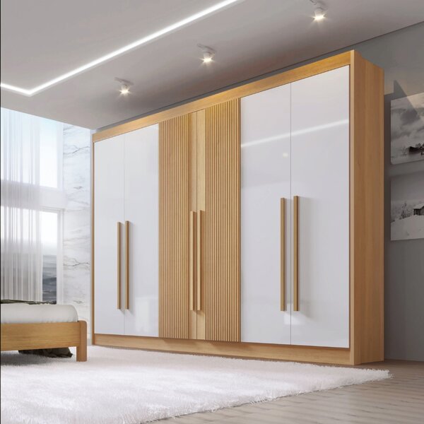 Guarda Roupa Casal Ripado 6 Portas 6 Gavetas E 1 Gaveta Com C