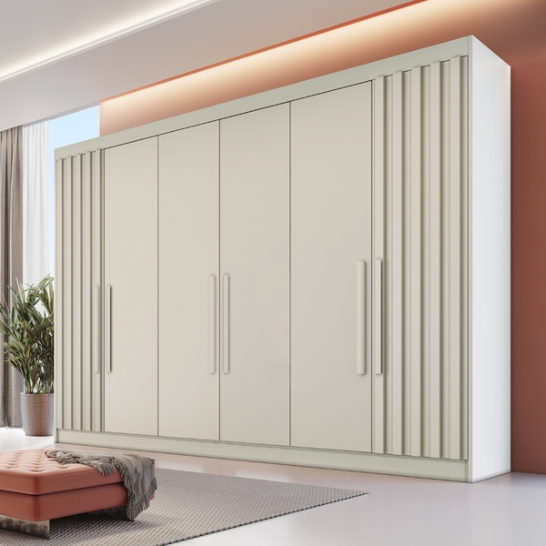 Guarda Roupa Casal Ripado 6 Portas 6 Gavetas Potente Móveis E