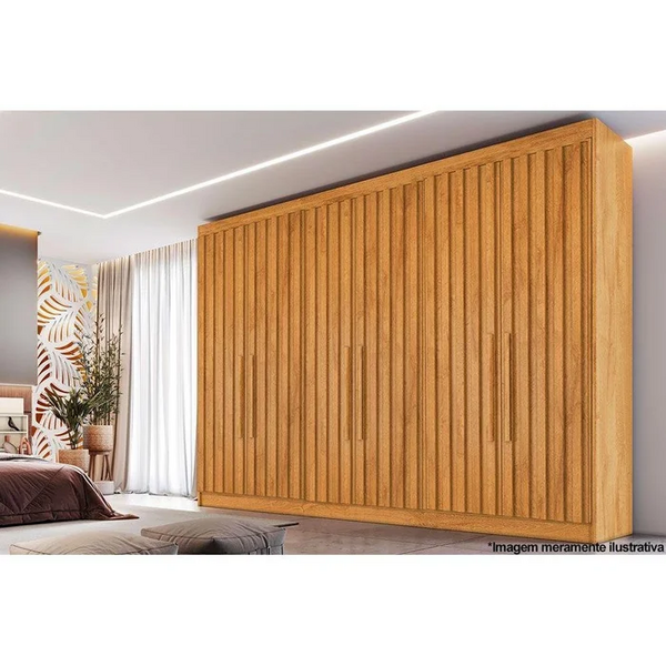 Guarda Roupa Casal Ripado 6 Portas 6 Gavetas - Potente-peroba
