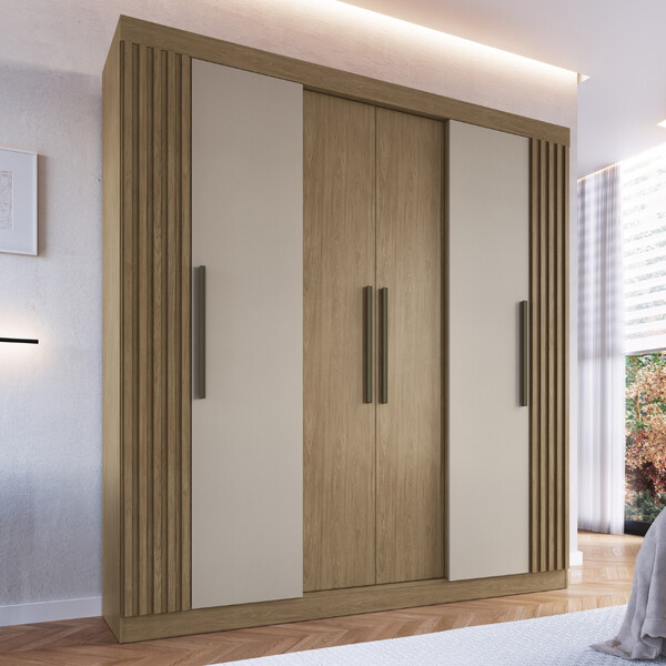 Guarda Roupa Casal Ripado 6 Portas Fortaleza Faimec