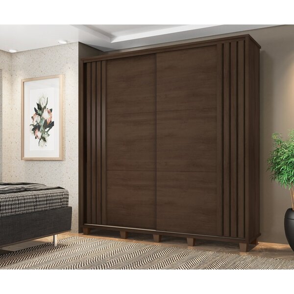 Guarda Roupa Casal Ripado Com 2 Portas De Correr E 4 Gavetas