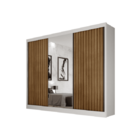 Guarda Roupa Casal Ripado Com Espelho 3 Portas 8 Gavetas - Ro