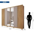 Guarda Roupa Casal Ripado Com Espelho 6 Portas 4 Gavetas E Pé