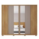 Guarda Roupa Casal Ripado Com Espelho 6 Portas 4 Gavetas E Pé