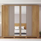 Guarda Roupa Casal Ripado Com Espelho 6 Portas 4 Gavetas E Pé