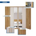 Guarda Roupa Casal Ripado Com Espelho 6 Portas 4 Gavetas E Pé