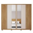 Guarda Roupa Casal Ripado Com Espelho 6 Portas 4 Gavetas E Pé