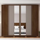 Guarda Roupa Casal Ripado Com Espelho 6 Portas 4 Gavetas E Pé