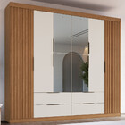 Guarda Roupa Casal Ripado Com Espelho 6 Portas 4 Gavetas Vega