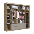 Guarda Roupa Casal Ripado Com Espelho 6 Portas 4 Gavetas Vega