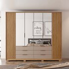 Guarda Roupa Casal Ripado Com Espelho 6 Portas 6 Gavetas E Pé