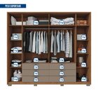 Guarda Roupa Casal Ripado Com Espelho 6 Portas 6 Gavetas E Pé