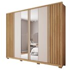 Guarda-roupa Casal Ripado Com Espelho 6 Portas 6 Gavetas E Pé