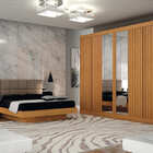 Guarda Roupa Casal Ripado Com Espelho 6 Portas 6 Gavetas - Ne