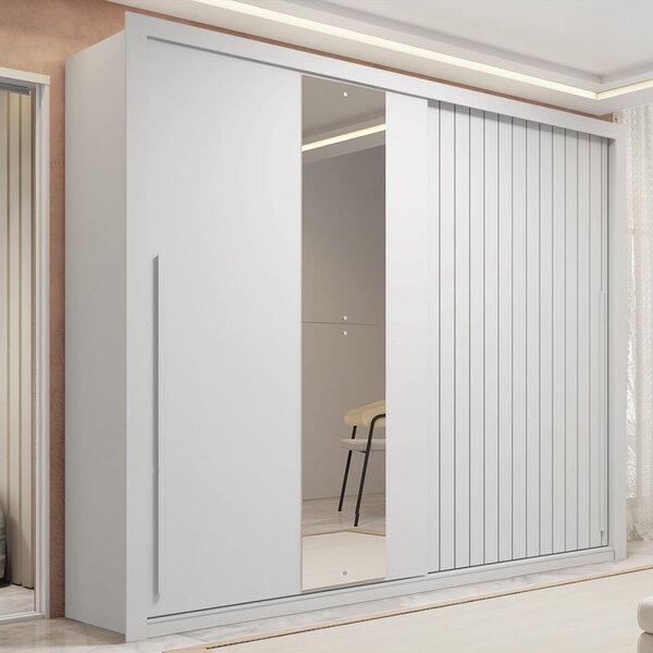 Guarda-roupa Casal Ripado Com Espelhos 2 Portas E 4 Gavetas S