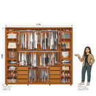 Guarda Roupa Casal Ripado Em Mdf 2 Portas De Correr Com Espel