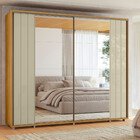 Guarda Roupa Casal Ripado Em Mdf 2 Portas De Correr Com Espel