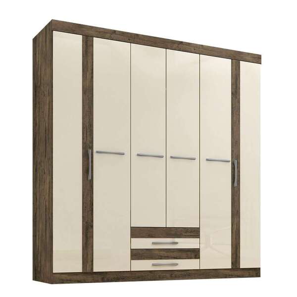 Guarda-roupa Casal Roma 6 Pt 2 Gv Off White E Nogal